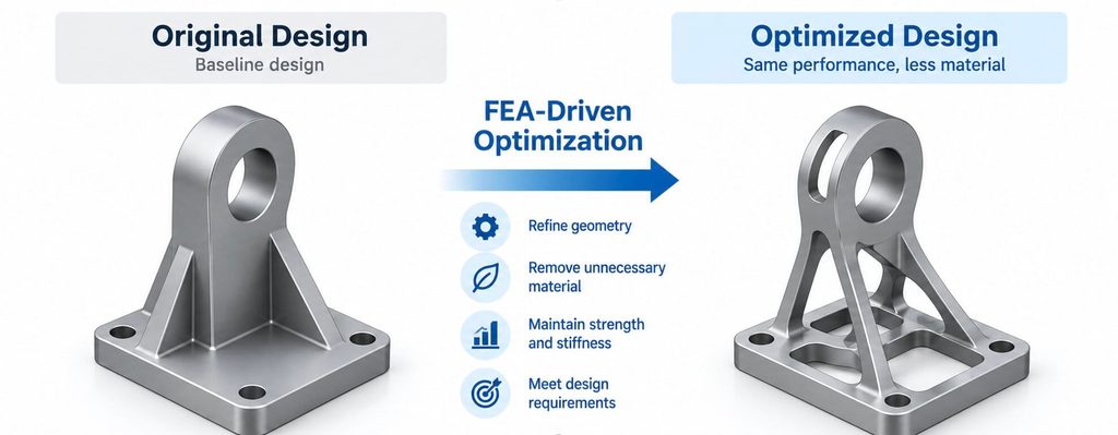 FEA design optimization for material reduction